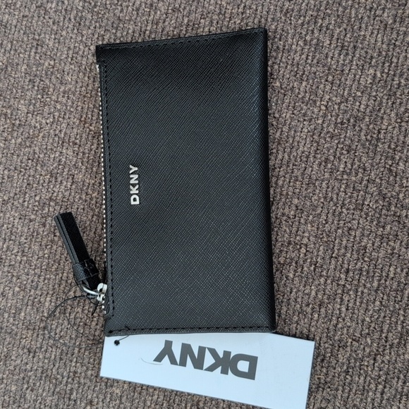 NWT DKNY Black Textured Bifold Mini Wallet - Picture 2 of 7